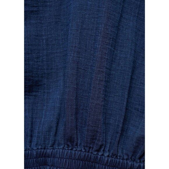 Mango Puffed-Sleeve Cotton denim Cropped Top Night Blue Chambray XS - Picture 11 of 12